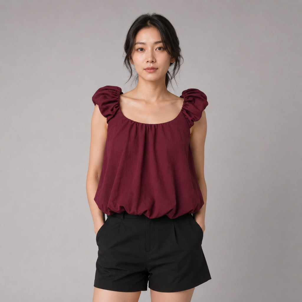 YFS Women Bubble Hem Sleeveless Top