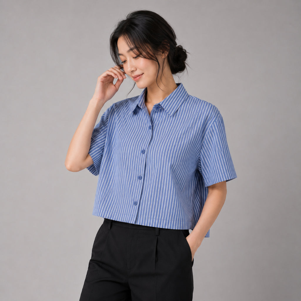YFS Women Striped Short Sleeve Shirt