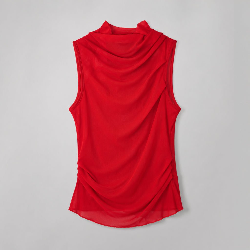 YFS Women Draped Mock Neck Sleeveless Top