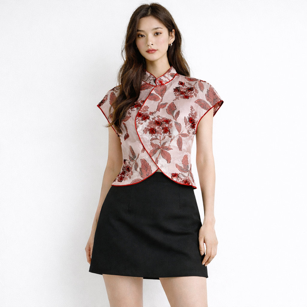 YFS Women Modern Floral Cheongsam Top