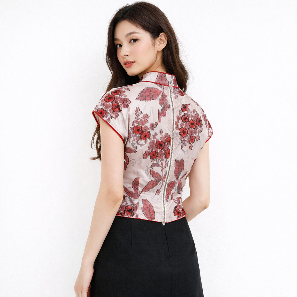 YFS Women Modern Floral Cheongsam Top