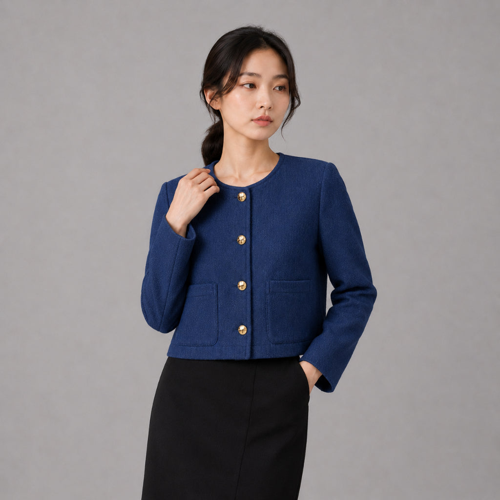 YFS Women Button Cropped Blazer
