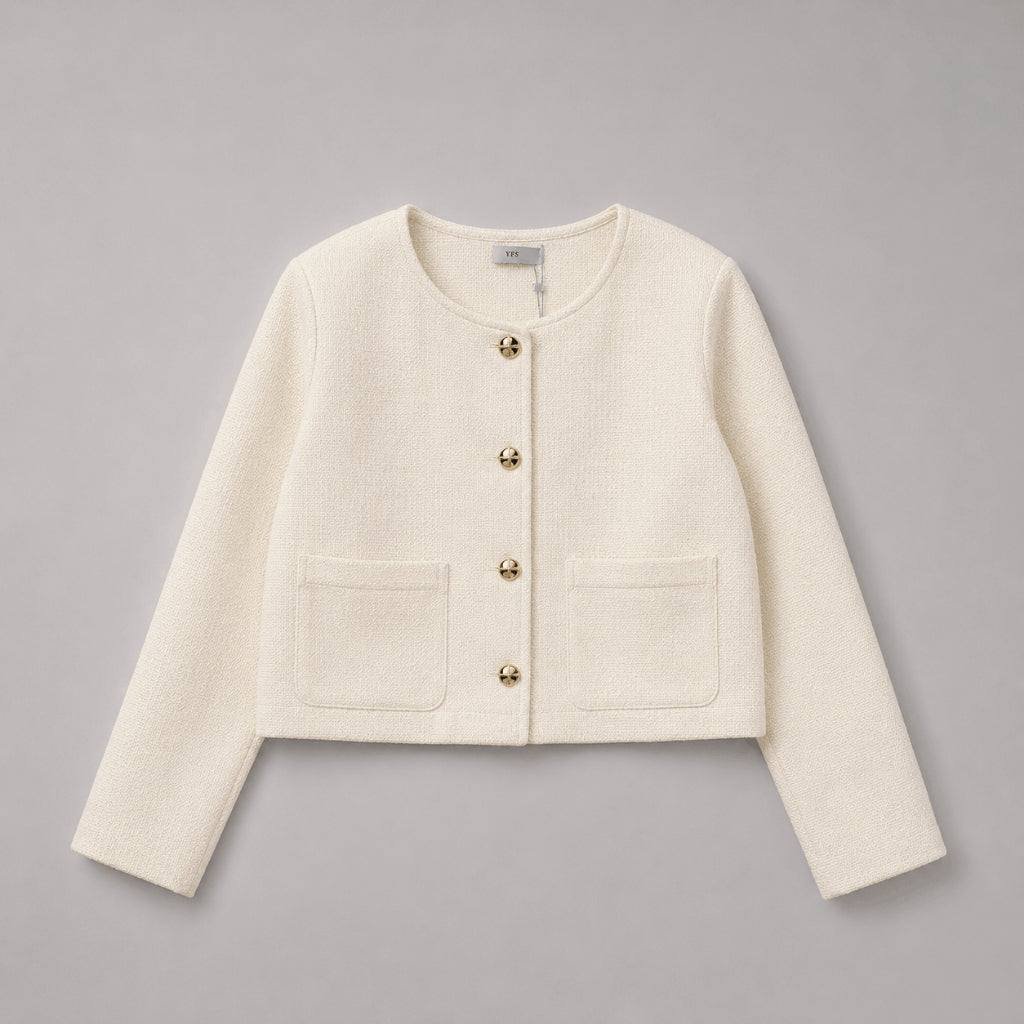 YFS Women Button Cropped Blazer
