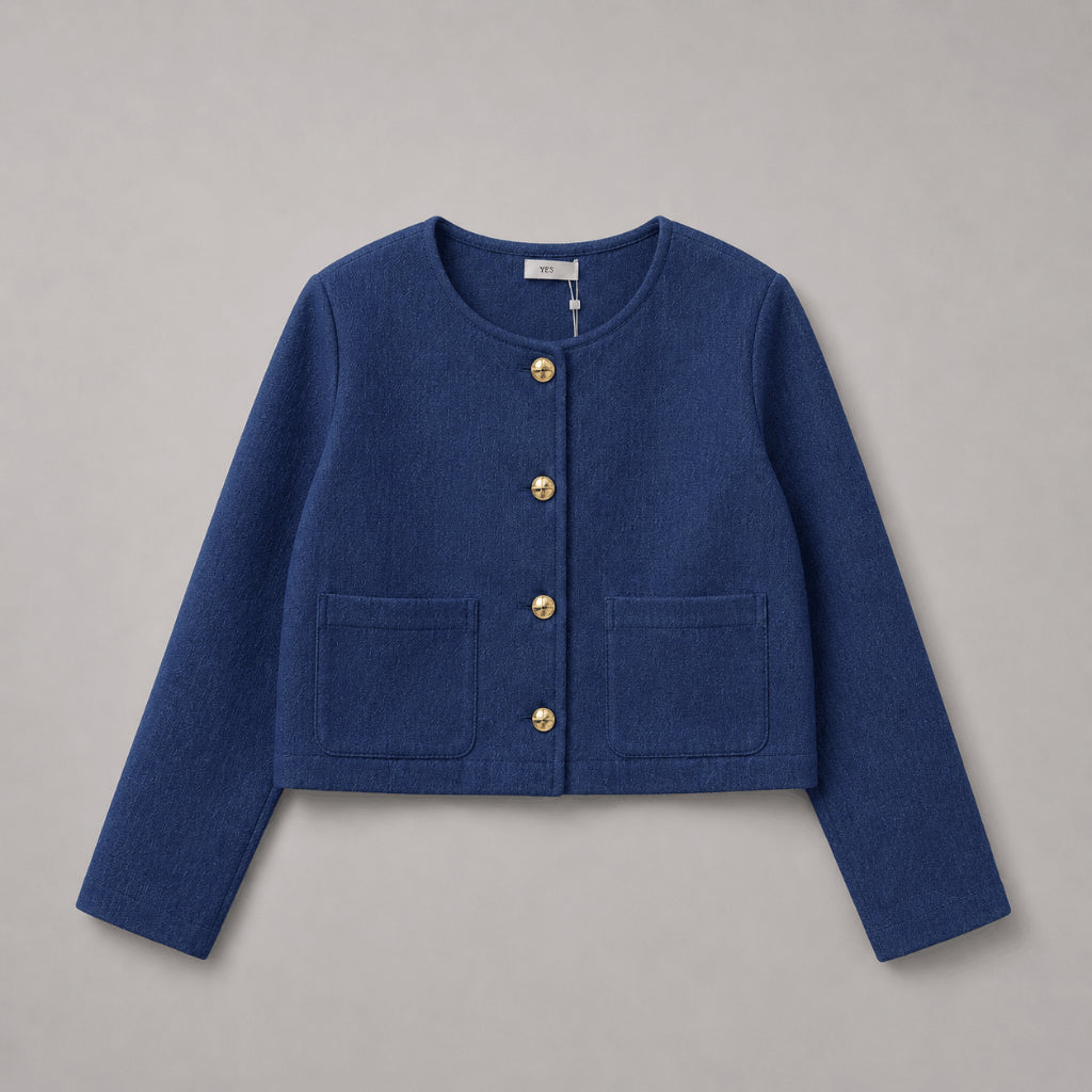 YFS Women Button Cropped Blazer