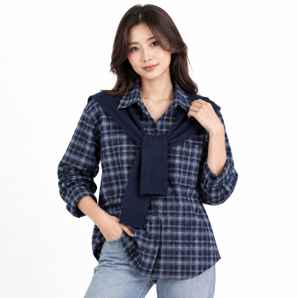 YFS Plaid Layered Long Sleeve Shirt