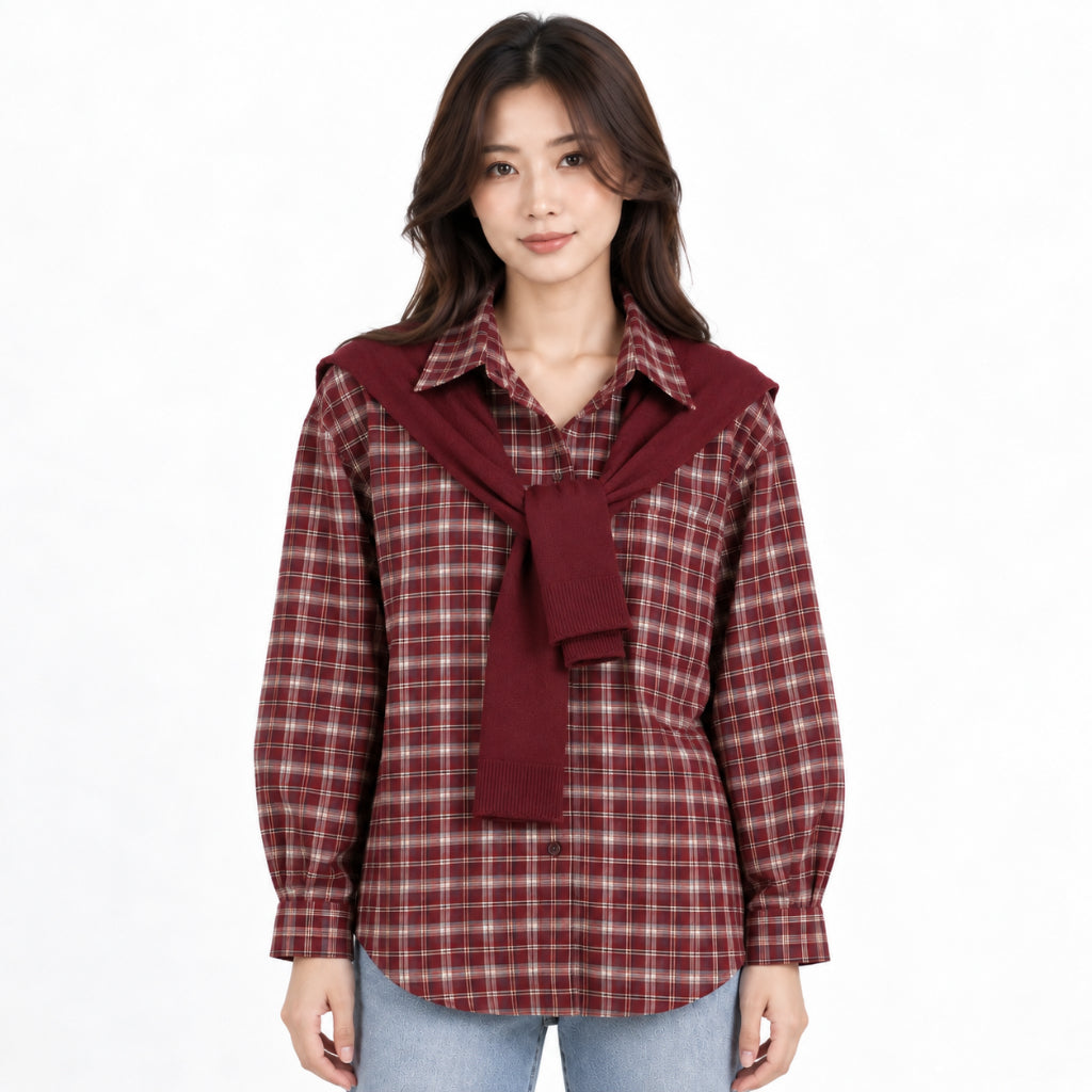 YFS Plaid Layered Long Sleeve Shirt