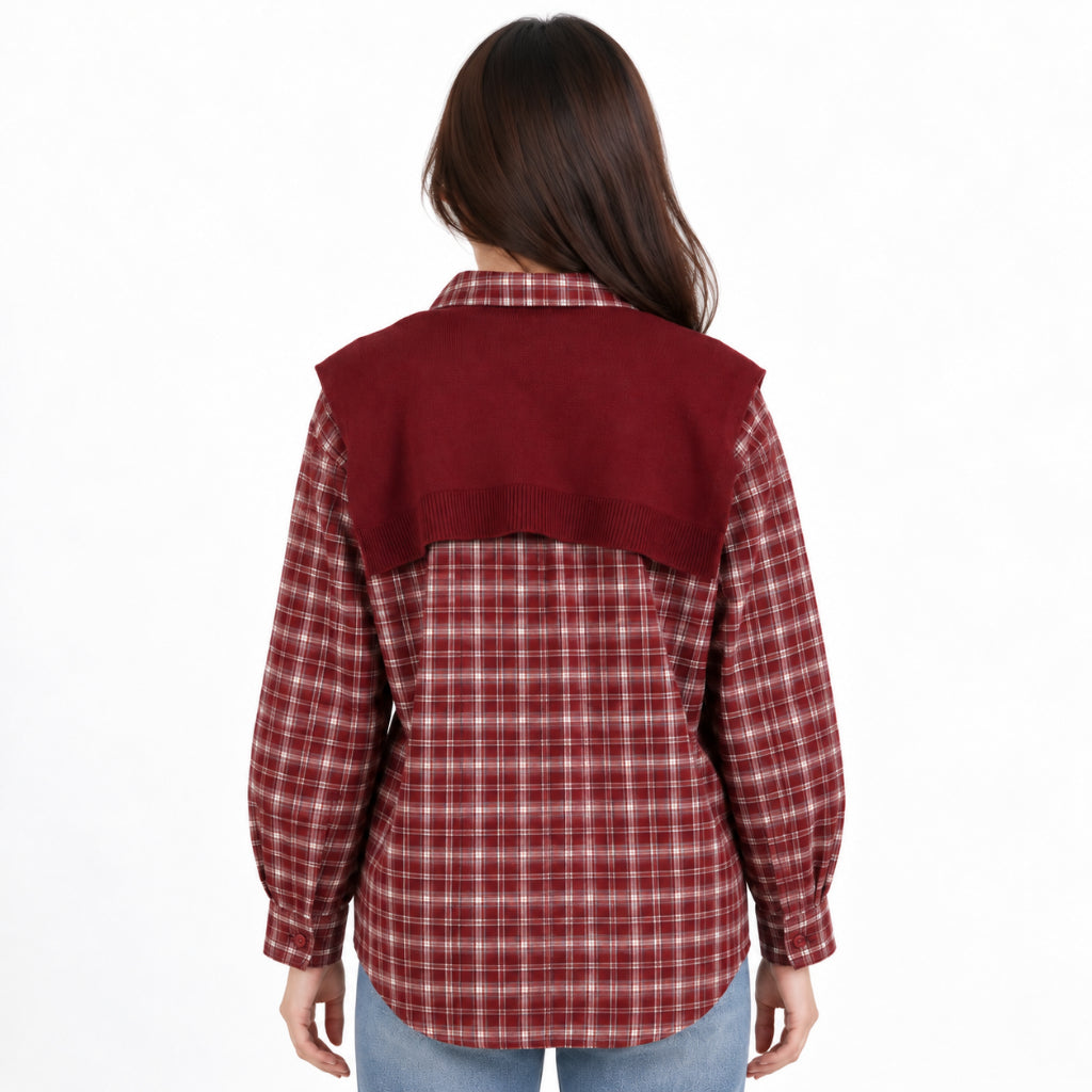 YFS Long Sleeve Plaid Knit Top