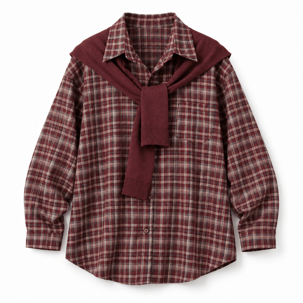 YFS Plaid Layered Long Sleeve Shirt