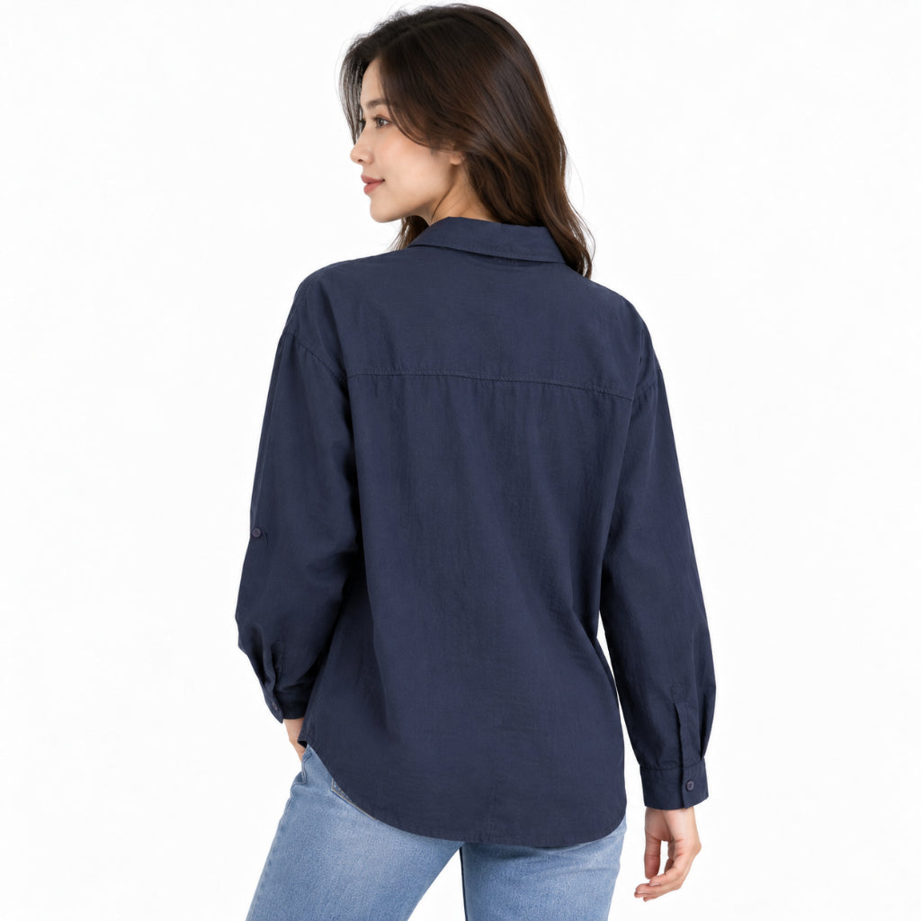 YFS Solid Long Sleeve Shirt with Scarf