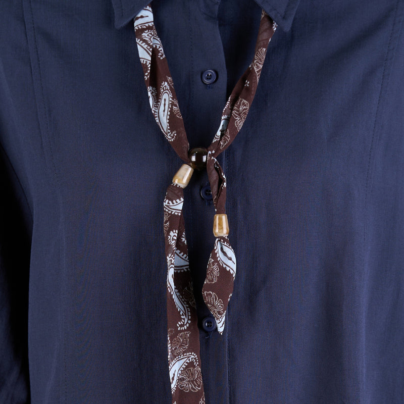 YFS Solid Long Sleeve Shirt with Scarf