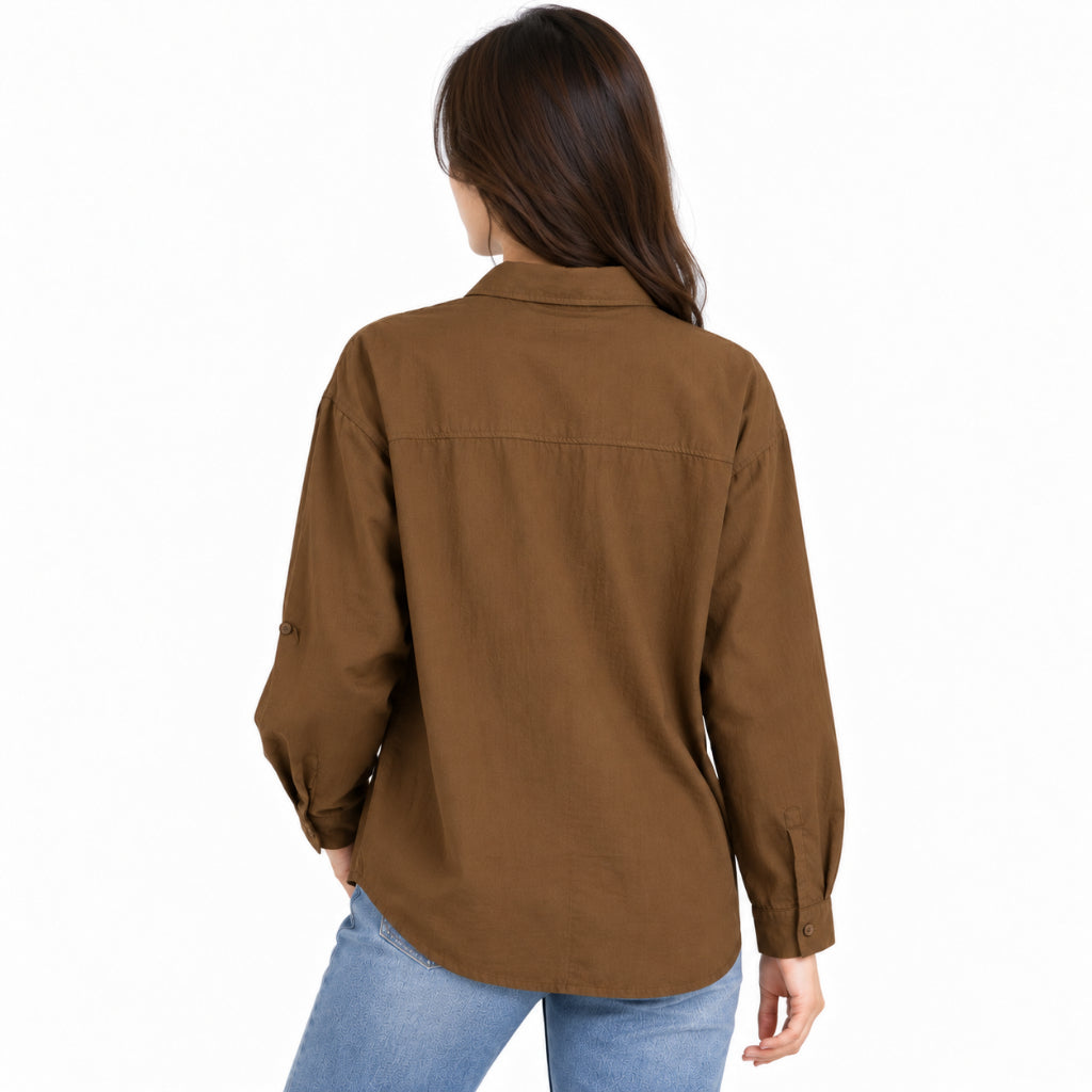 YFS Solid Long Sleeve Shirt with Scarf