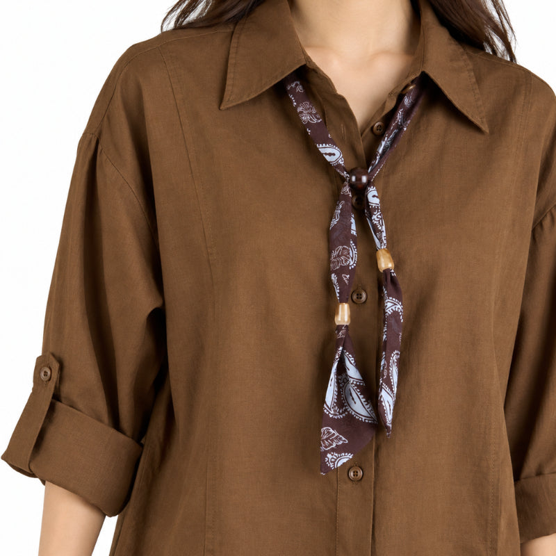 YFS Solid Long Sleeve Shirt with Scarf