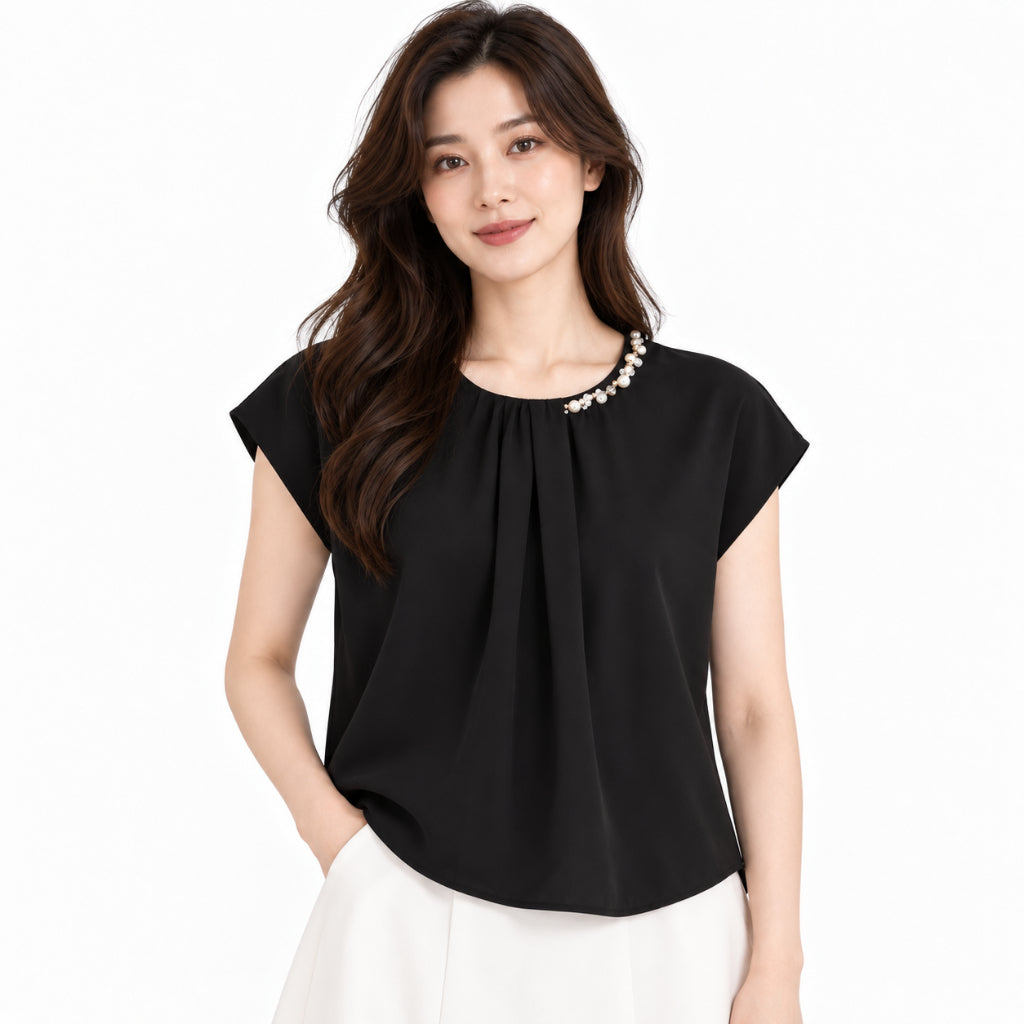 YFS Pearl Detail Short Sleeve Top