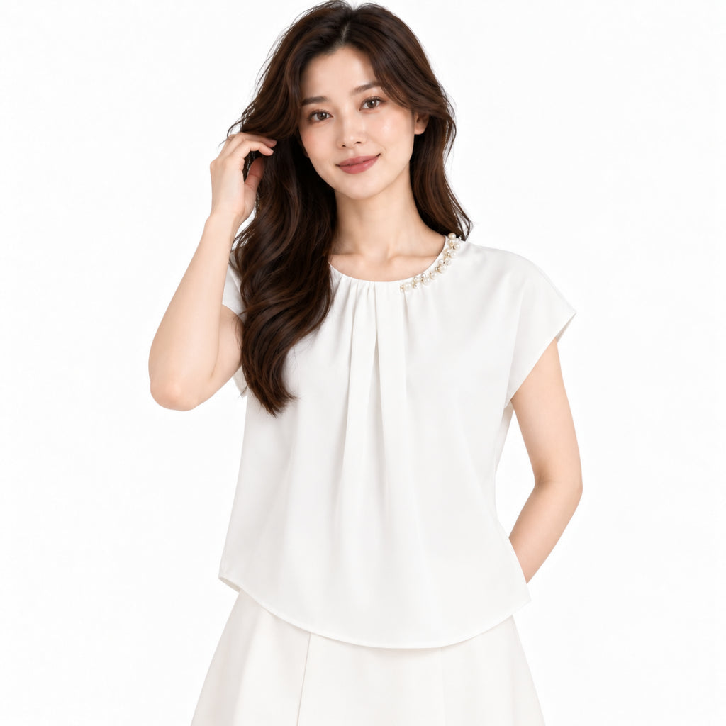 YFS Pearl Detail Short Sleeve Top
