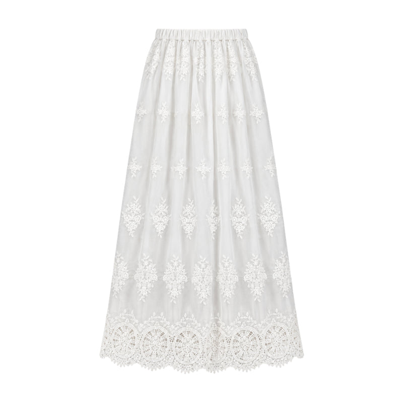 YFS Embroidered V-Neck Top & Maxi Skirt Set