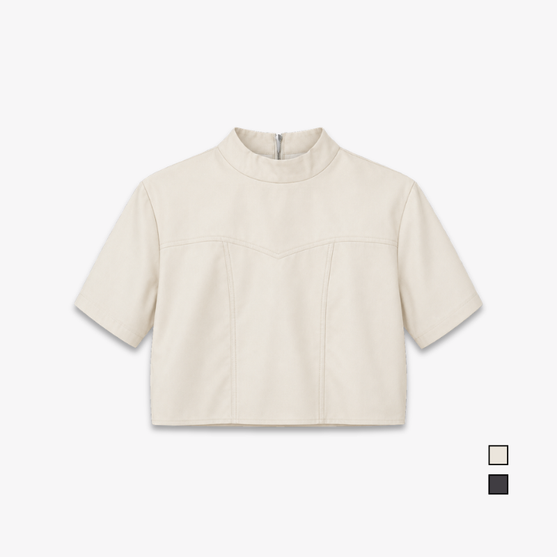 YFS Mock Neck Short Sleeve Cropped Top