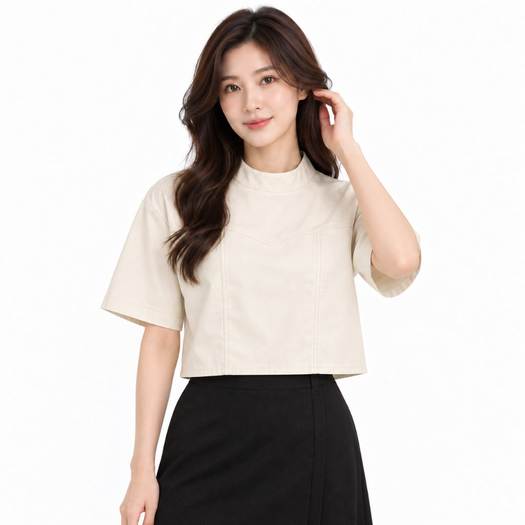 YFS Mock Neck Short Sleeve Cropped Top