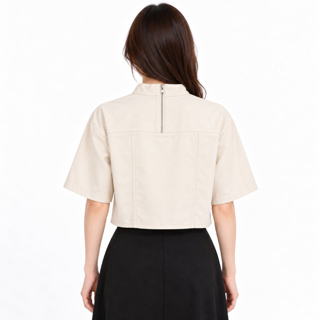 YFS Mock Neck Short Sleeve Cropped Top