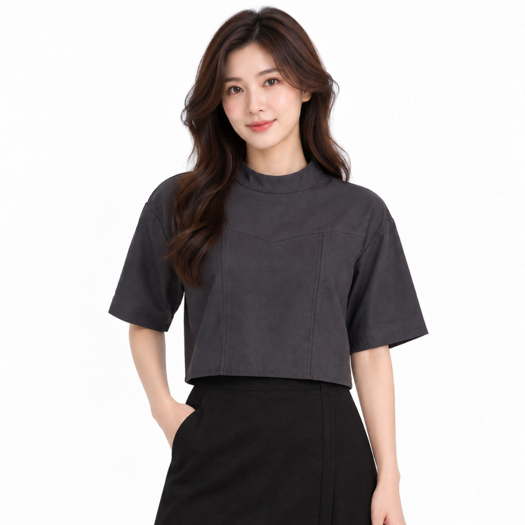 YFS Mock Neck Short Sleeve Cropped Top