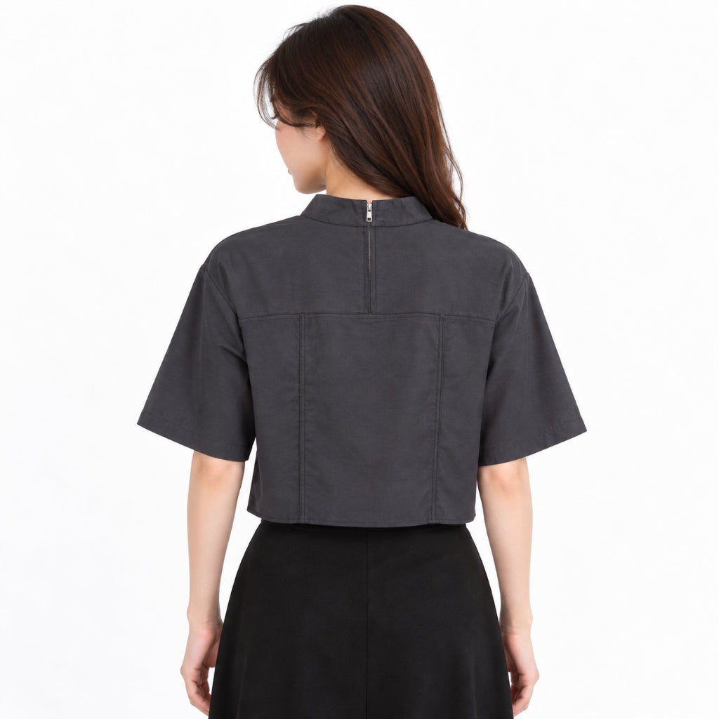 YFS Mock Neck Short Sleeve Cropped Top
