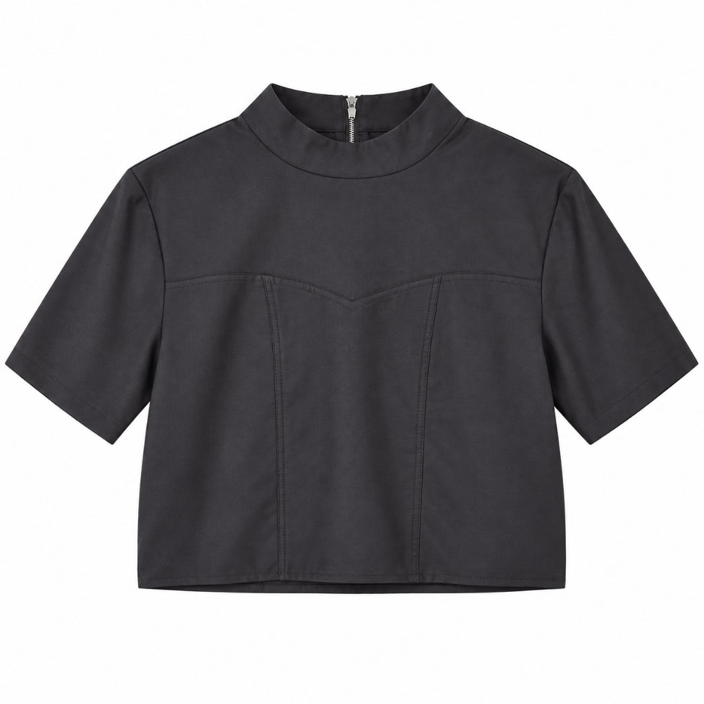 YFS Mock Neck Short Sleeve Cropped Top