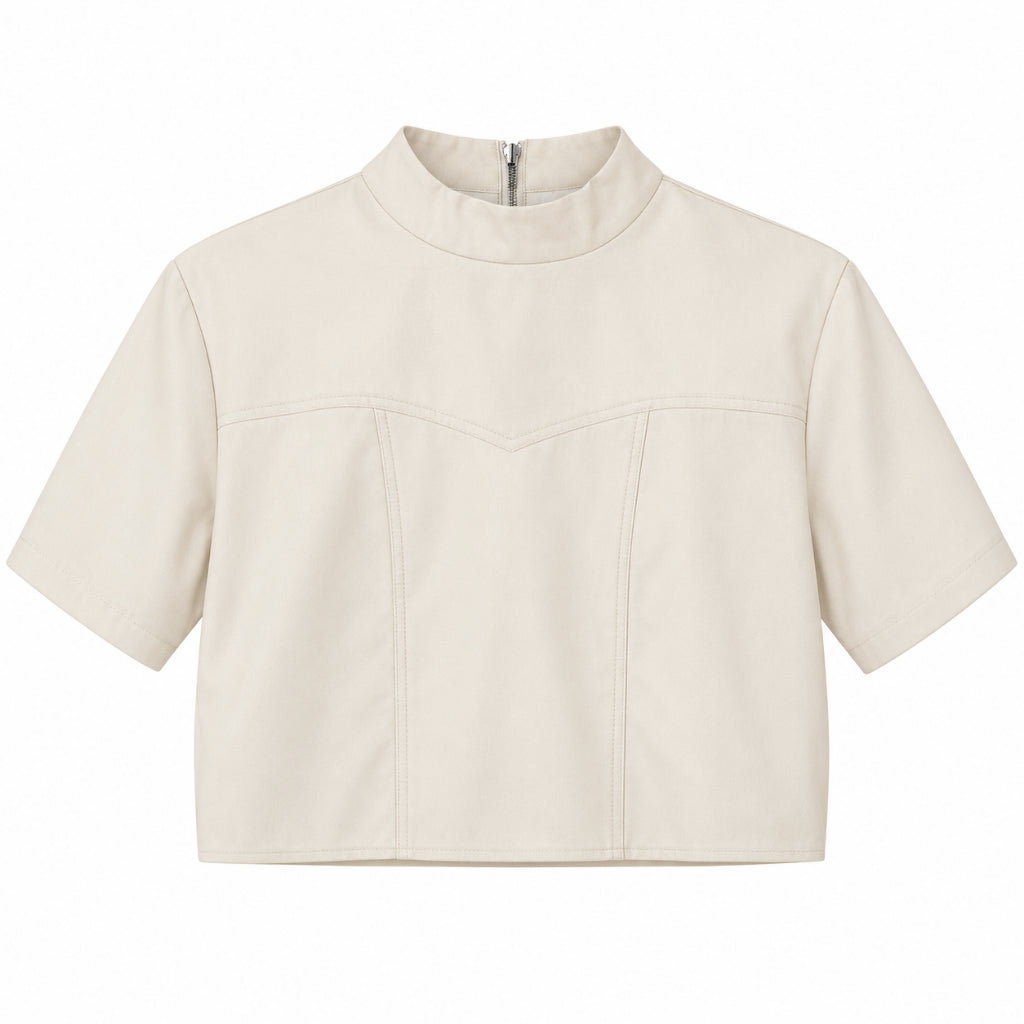YFS Mock Neck Short Sleeve Cropped Top