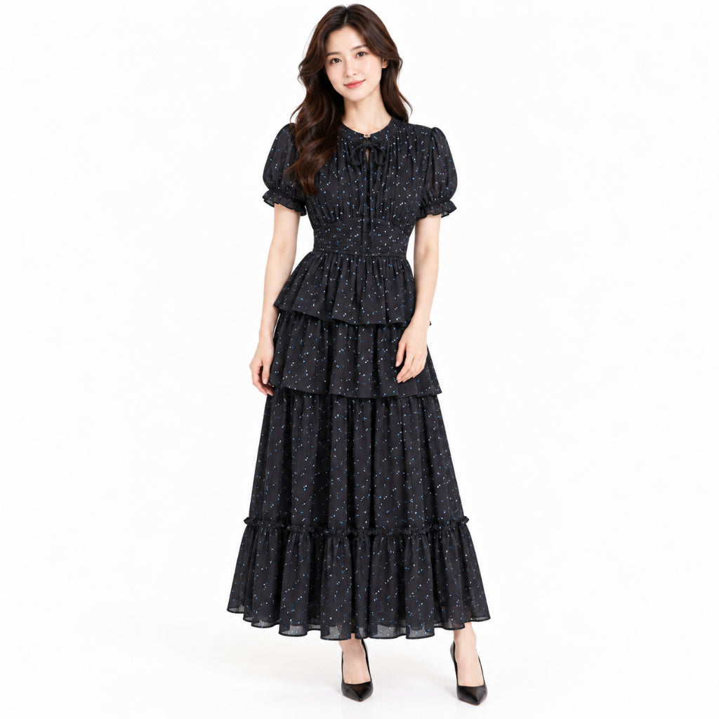 YFS Puff Sleeve Tiered Maxi Dress