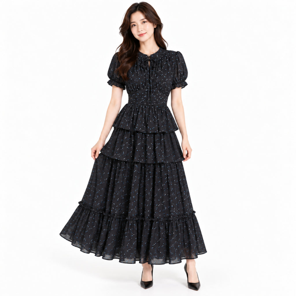 YFS Puff Sleeve Tiered Maxi Dress