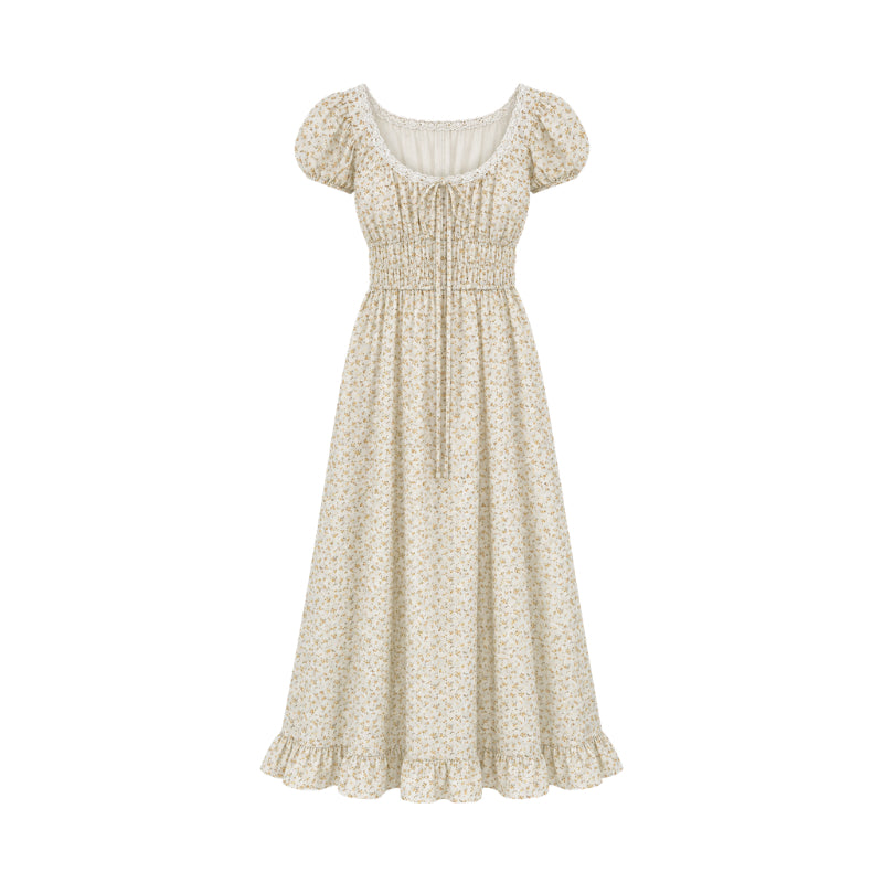 YFS Floral Print Smocked Waist Maxi Dress