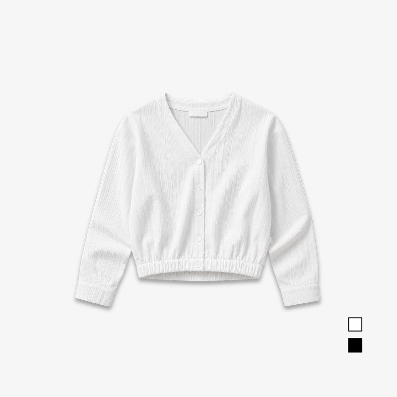 YFS Women Textured V-Neck Crop Blouse