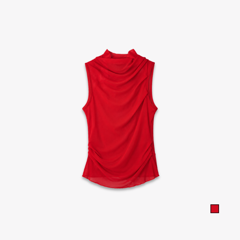 YFS Women Draped Mock Neck Sleeveless Top