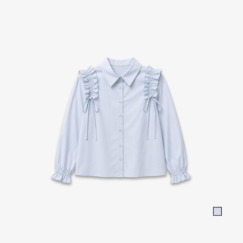 COLEGACY Women Ruffle Shoulder Blouse