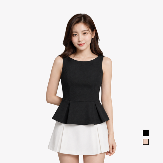 COLEGACY Women Textured Peplum Sleeveless Top