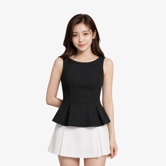 COLEGACY Women Textured Peplum Sleeveless Top