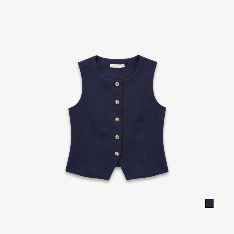 COLEGACY Women Button Vest Top