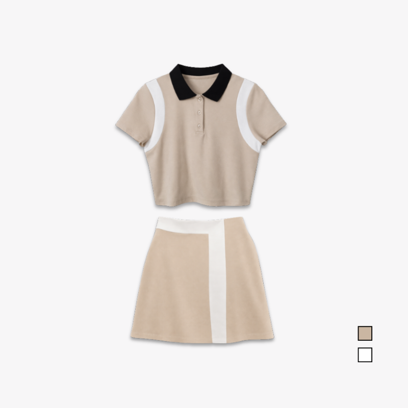 COLEGACY Sporty Chic Crop Polo Top