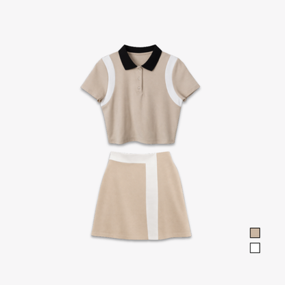 COLEGACY Sporty Chic Crop Polo Top