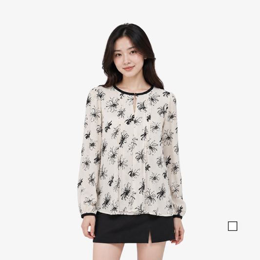 COLEGACY Women Floral Print Long Sleeve Blouse