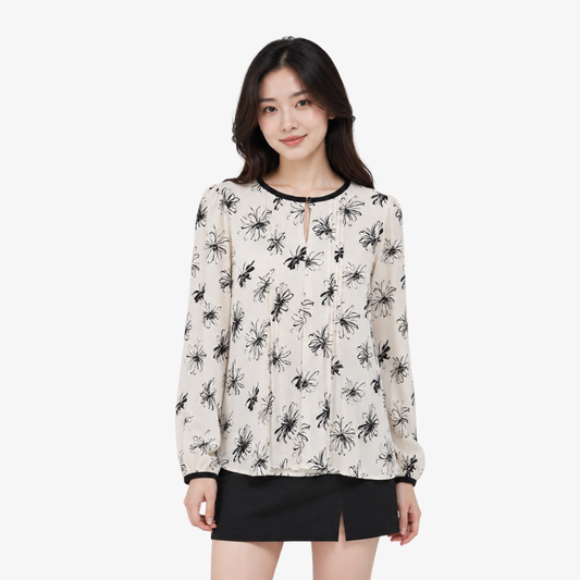 COLEGACY Women Floral Print Long Sleeve Blouse