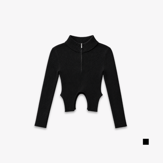 COLEGACY Women Zip Knit Crop Top