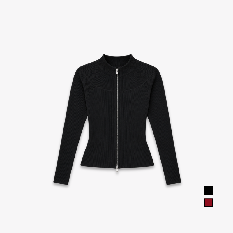 COLEGACY Women Zip Knit Long Sleeve Top
