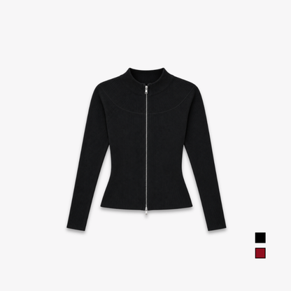 COLEGACY Women Zip Knit Long Sleeve Top