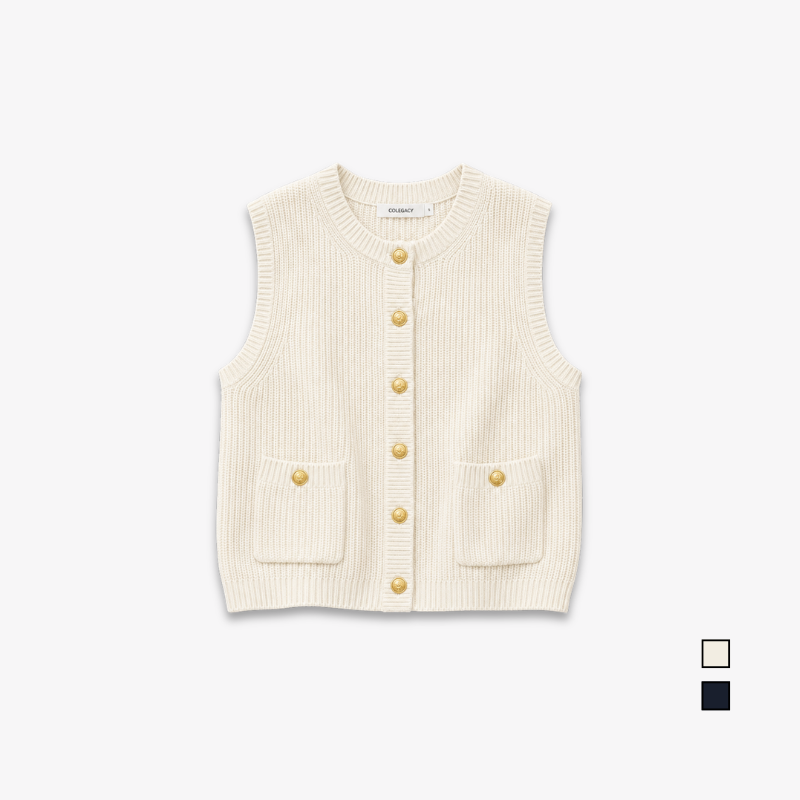 COLEGACY Women Elegant Knit Button Vest