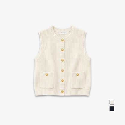 COLEGACY Women Elegant Knit Button Vest