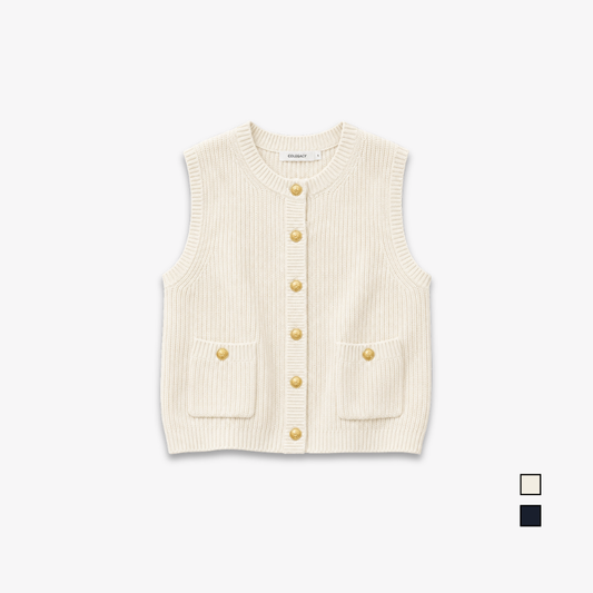 COLEGACY Women Elegant Knit Button Vest