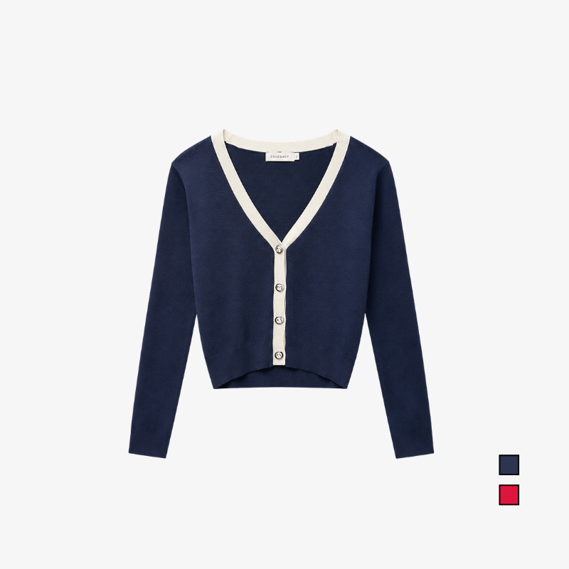 COLEGACY Women V-Neck Knit Cardigan