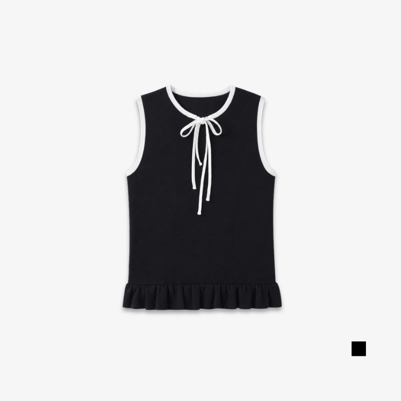 COLEGACY Women Elegant Ribbon Knit Sleeveless Top