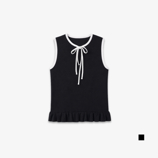 COLEGACY Women Elegant Ribbon Knit Sleeveless Top