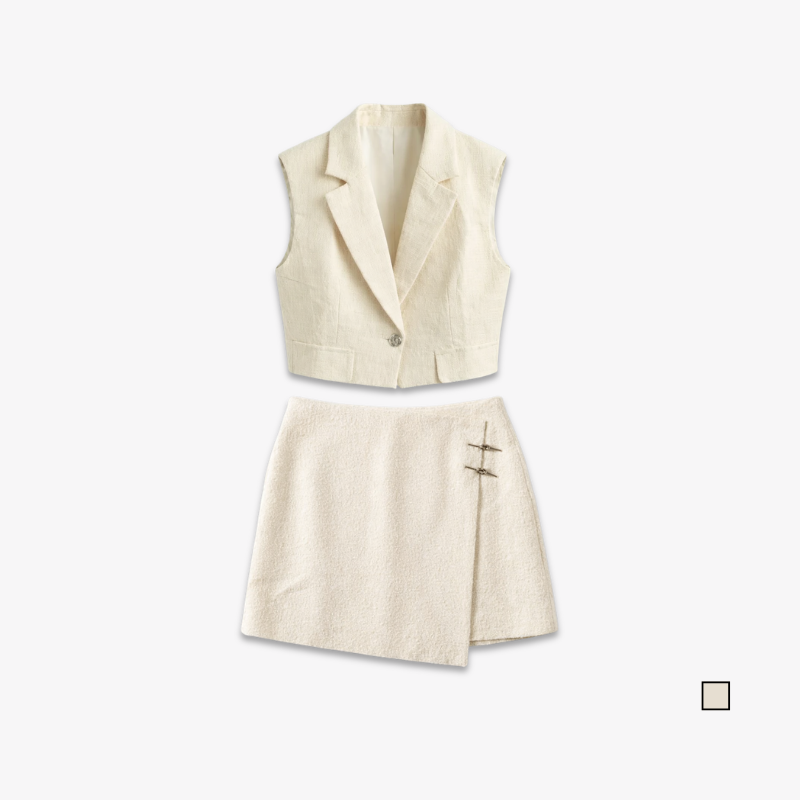 COLEGACY Women Top Mini Skirt Office Lady Outfit
