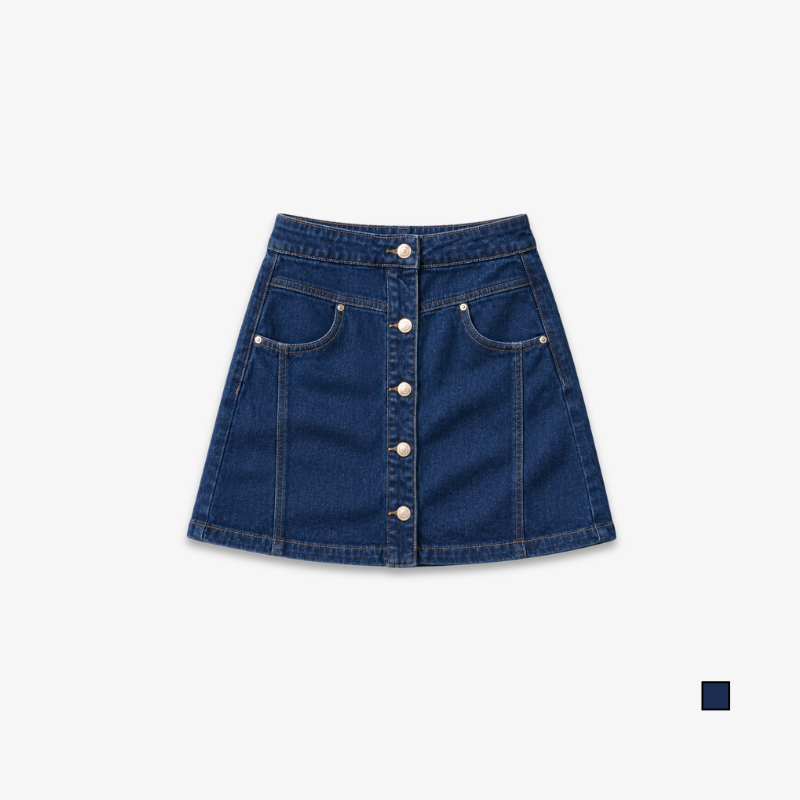 COLEGACY Women Button Denim Mini Skirt